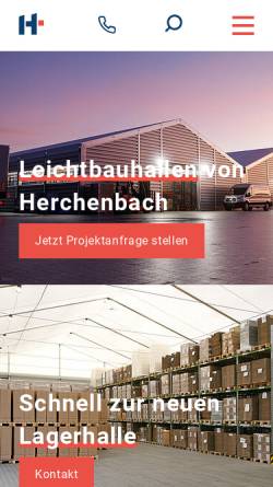 Vorschau der mobilen Webseite herchenbach-industrial.com, Herchenbach Industrie-Zeltebau GmbH