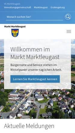 Vorschau der mobilen Webseite www.markt-marktleugast.de, Marktleugast - im Frankenwald