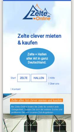 Vorschau der mobilen Webseite www.zelte-online.de, Zelte-Online.de, Knack die Nuss! Creative Service - Matthias Klopp