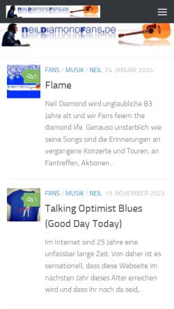 Vorschau der mobilen Webseite www.neildiamondfans.de, Diamond, Neil