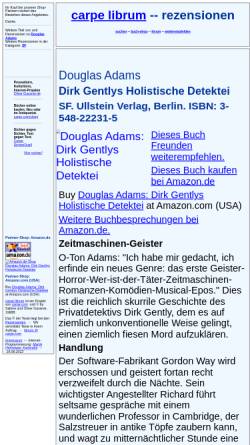 Vorschau der mobilen Webseite rezensionen.literaturwelt.de, Dirk Gentlys holistische Detektei