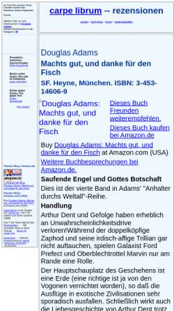 Vorschau der mobilen Webseite rezensionen.literaturwelt.de, Machts gut, und danke für den Fisch