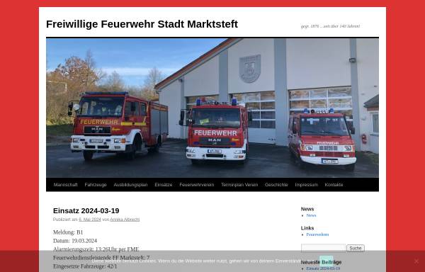 Vorschau von feuerwehr-marktsteft.de, Freiwillige Feuerwehr Stadt Marktsteft