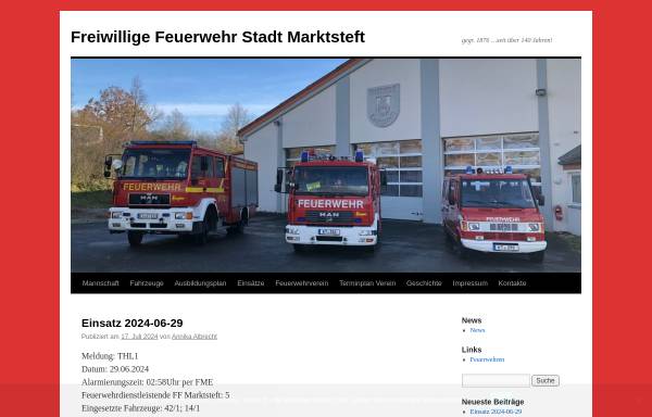 Vorschau von feuerwehr-marktsteft.de, Freiwillige Feuerwehr Stadt Marktsteft