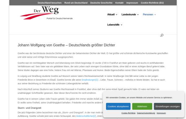 Vorschau von derweg.org, Johann Wolfgang von Goethe - Deutschlands größter Dichter