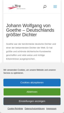 Vorschau der mobilen Webseite derweg.org, Johann Wolfgang von Goethe - Deutschlands größter Dichter