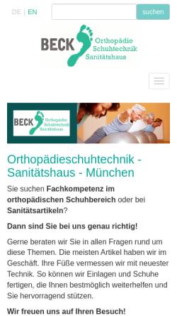 Vorschau der mobilen Webseite www.schuhtechnik-beck.de, Beck Orthopädie-Schuhtechnik