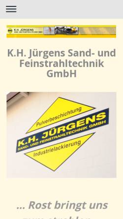 Vorschau der mobilen Webseite www.sandstrahl-juergens.de, Jürgens Sand- und Feinstrahltechnik GmbH