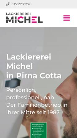 Vorschau der mobilen Webseite www.lackiererei-michel.de, Autolackiererei A. Michel