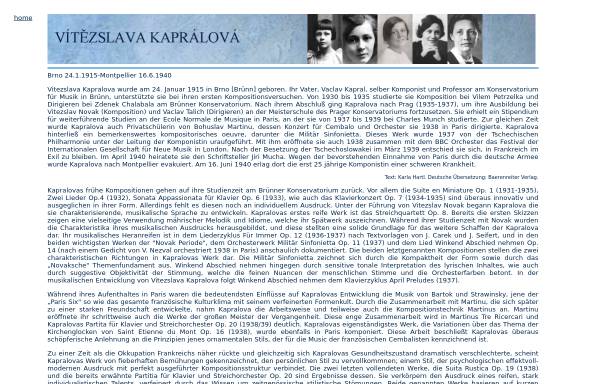 Vorschau von www.kapralova.org, Kapralova, Vitezslava