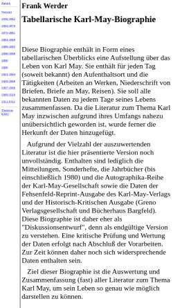 Vorschau der mobilen Webseite www.karl-may-gesellschaft.de, Tabellarische Karl-May-Biographie