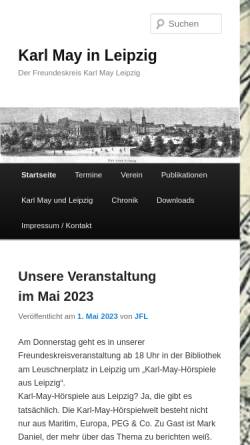 Vorschau der mobilen Webseite www.karl-may-leipzig.de, Freundeskreis Karl May Leipzig e.V.