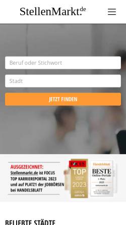 Vorschau der mobilen Webseite www.stellenmarkt.de, Stellenmarkt.de