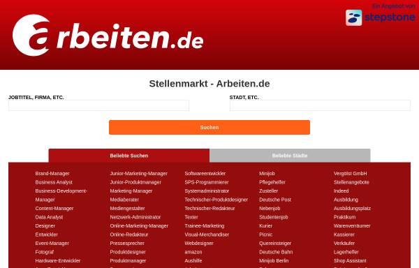 Vorschau von www.arbeiten.de, Arbeiten.de, StepStone Deutschland AG