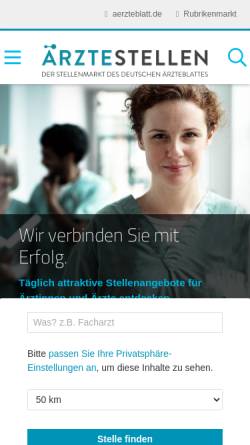 Vorschau der mobilen Webseite www.aerztestellen.de, Deutsches Ärzteblatt Stellenmarkt