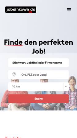 Vorschau der mobilen Webseite www.jobsintown.de, Jobsintown.de