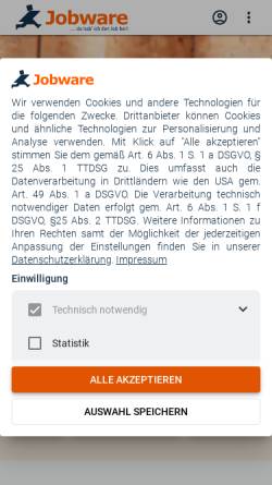 Vorschau der mobilen Webseite www.jobware.de, Jobware Online-Service GmbH
