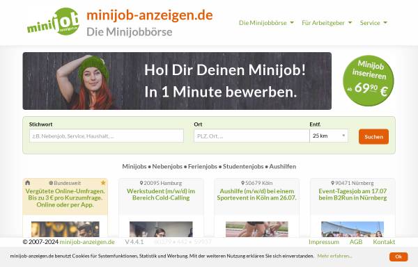 Vorschau von www.minijob-anzeigen.de, Minijob-anzeigen.de