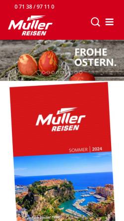 Vorschau der mobilen Webseite www.mueller-reisen.com, Müller-Reisen