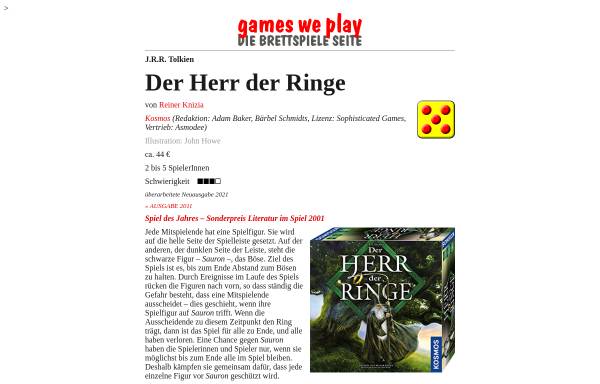 Vorschau von www.gamesweplay.de, Das Kommunikationsspiel: Der Herr der Ringe