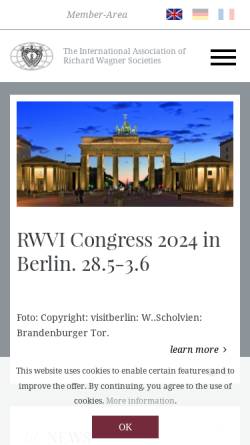 Vorschau der mobilen Webseite www.richard-wagner.org, Richard Wagner Verband International e.V.