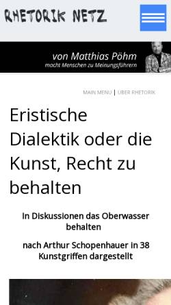 Vorschau der mobilen Webseite www.rhetorik-netz.de, Schopenhauers Eristische Dialektik