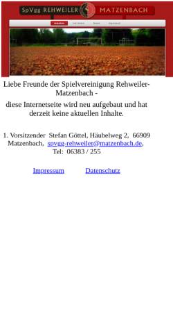 Vorschau der mobilen Webseite www.spvgg-rehweiler.matzenbach.de, Spielvereinigung Rehweiler-Matzenbach e.V.
