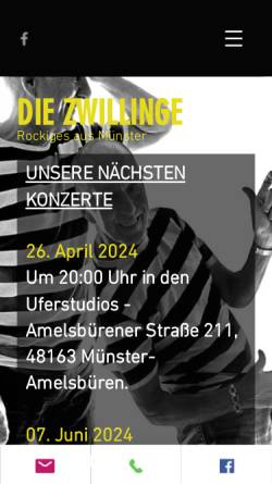 Vorschau der mobilen Webseite www.diezwillinge.de, Zwillinge und die Blechgang
