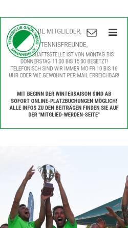 Vorschau der mobilen Webseite www.gruen-weiss-mannheim.de, Tennisklub Grün-Weiss Mannheim e.V.