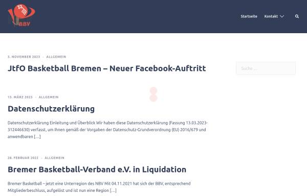 Vorschau von www.bremenbasket.de, Bremer Basketball Verband