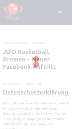 Vorschau der mobilen Webseite www.bremenbasket.de, Bremer Basketball Verband