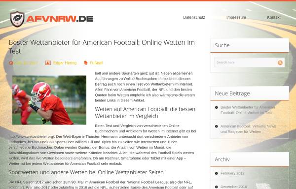 Vorschau von www.afvnrw.de, American Football Verband Nordrhein-Westfalen e.V.
