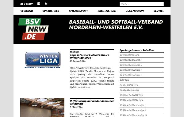Vorschau von www.bsvnrw.de, Baseball und Softball Verband Nordrhein Westfalen e.V.