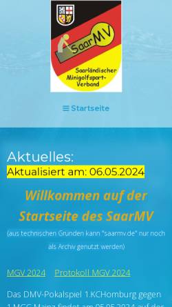 Vorschau der mobilen Webseite www.minigolfsaarland.de, SBaV Bahnengolfverband e.V.