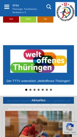 Vorschau der mobilen Webseite www.tttv.info, Thüringer Tischtennis-Verband