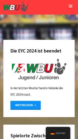 Vorschau der mobilen Webseite www.wbubowling.de, Westdeutsche Bowling Union e.V.