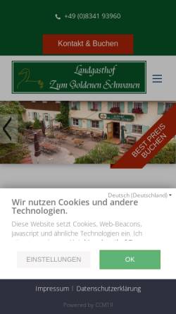Vorschau der mobilen Webseite www.goldener-schwanen.de, Landgasthof zum Goldenen Schwanen