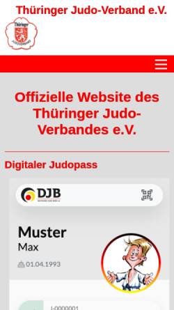 Vorschau der mobilen Webseite www.thueringer-judoverband.de, Thüringer Judo-Verband e.V.