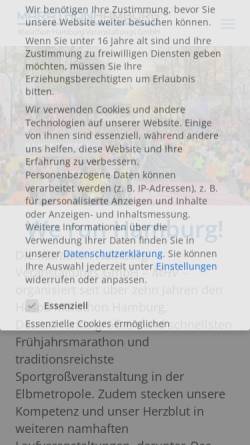 Vorschau der mobilen Webseite marathonhamburg.de, Hansaplast Marathon Hamburg