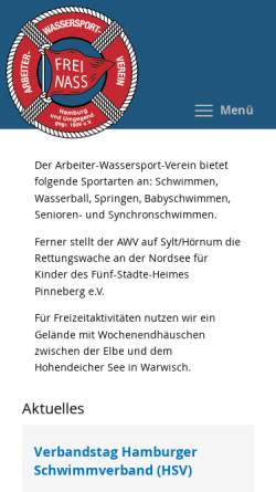 Vorschau der mobilen Webseite awv09.de, Arbeiter-Wassersport-Verein