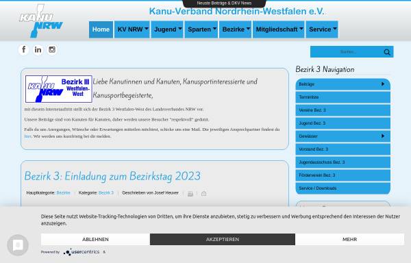 Vorschau von www.kanu-nrw-bezirk3.de, Kanu-Verband NRW e.V., Bezirk III Westfalen West