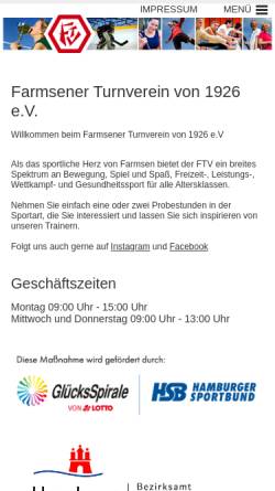 Vorschau der mobilen Webseite www.farmsener-tv.de, Farmsener Turnverein von 1926 e.V.