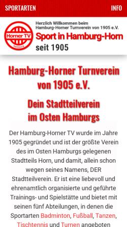 Vorschau der mobilen Webseite horner-tv.de, Horner-Turnverein von 1905 e.V.