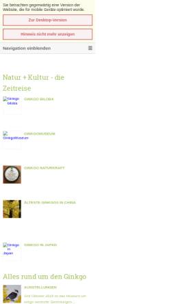 Vorschau der mobilen Webseite www.ginkgomuseum.de, Ginkgo Museum