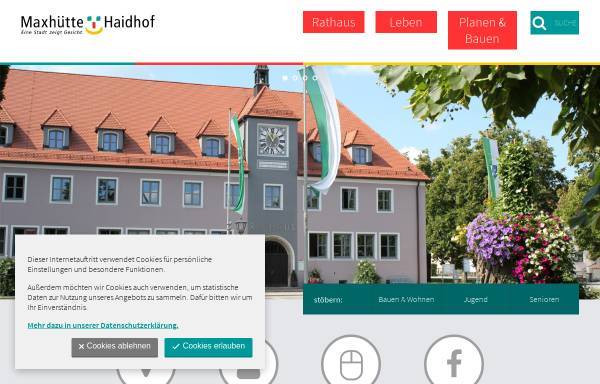 Vorschau von www.maxhuette-haidhof.de, Stadt Maxhütte Haidhof