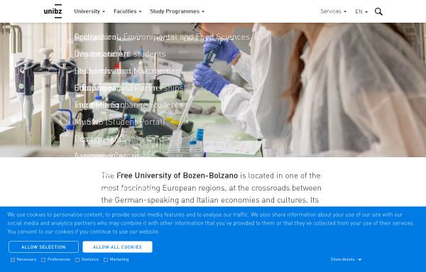 Vorschau von www.unibz.it, Freie Universität Bozen