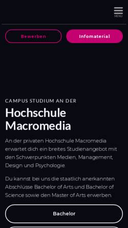 Vorschau der mobilen Webseite www.macromedia-fachhochschule.de, MHMK Macromedia Hochschule für Medien und Kommunikation
