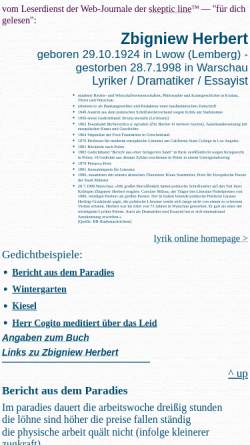 Vorschau der mobilen Webseite www.lyrik.ch, Zbigniew Herbert