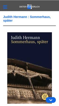Vorschau der mobilen Webseite www.dieterwunderlich.de, Judith Hermann: Sommerhaus, später