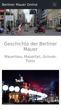 Vorschau der mobilen Webseite www.berlinermaueronline.de, Berliner Mauer Online